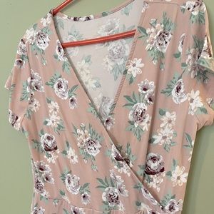 Floral Pink Wrap Dress